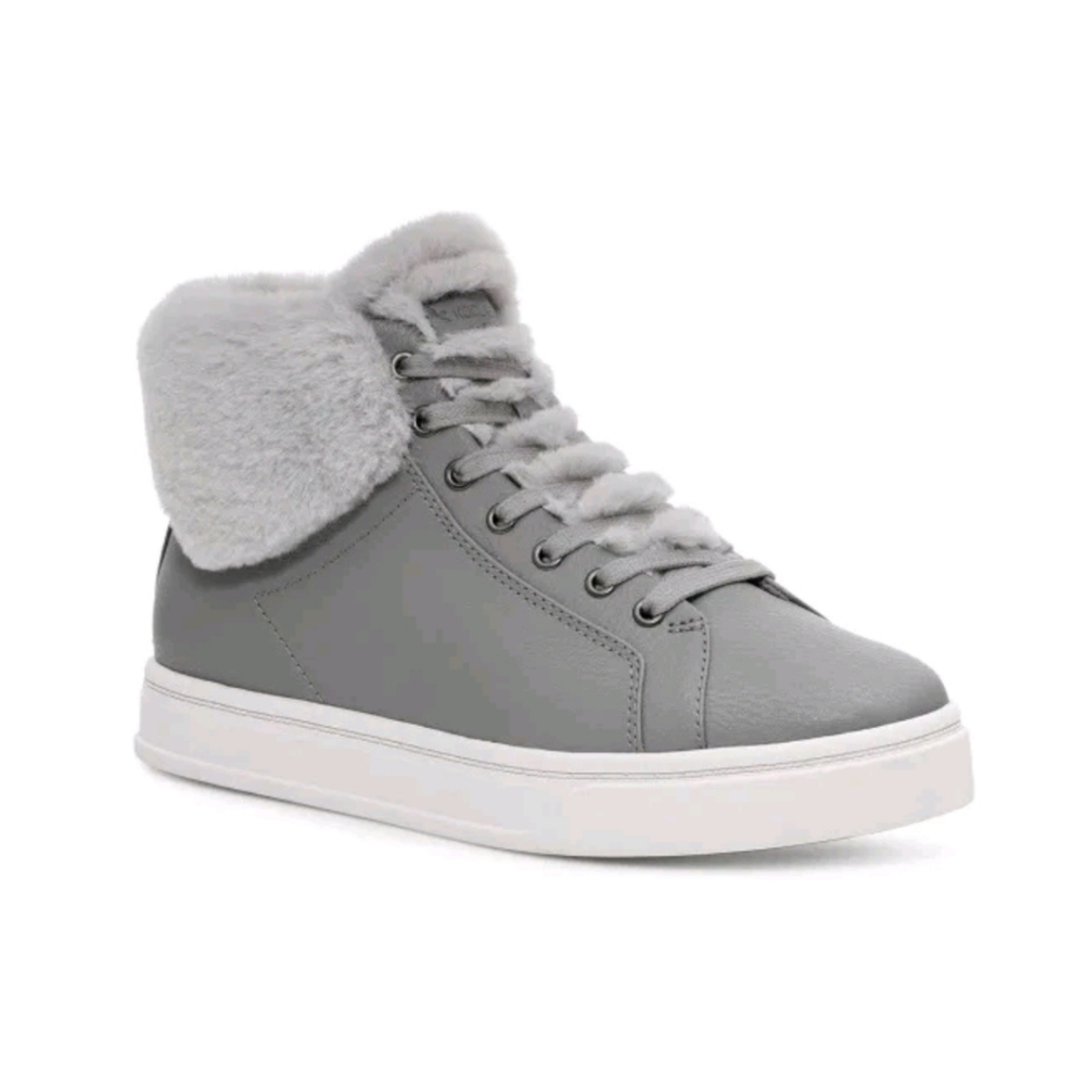 Koolaburra By UGG Women's Gray Sundell Fuzz Faux Fur High-Top Sneakers Size 9
